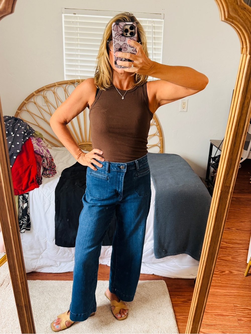 Oat New York Dark Blue Wide-Leg Jeans